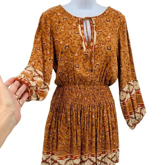 American Eagle Outfitters Peasant Smock Waist Boho Ditsy Floral Mini Dre… - Picture 5 of 13